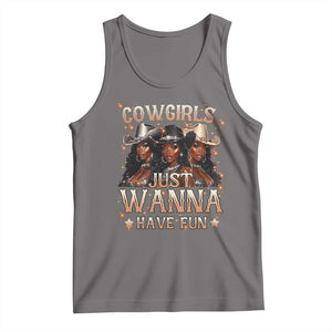 Funny Black African American Cowgirl Tank Top Cowgirls Just Wanna Have Fun TS11 Deep Heather Print Your Wear