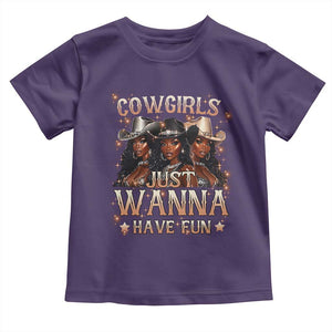 Funny Black African American Cowgirl Toddler T Shirt Cowgirls Just Wanna Have Fun TS11 Purple Print Your Wear