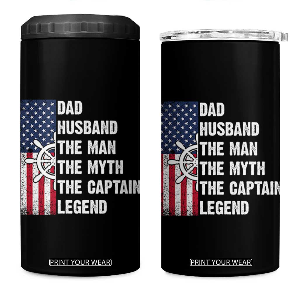Funny Boat Captain 4 in 1 Can Cooler Tumbler Dad Husband The Man The Myth The Captain Legend TS11 One Size: 16 oz Black Print Your Wear