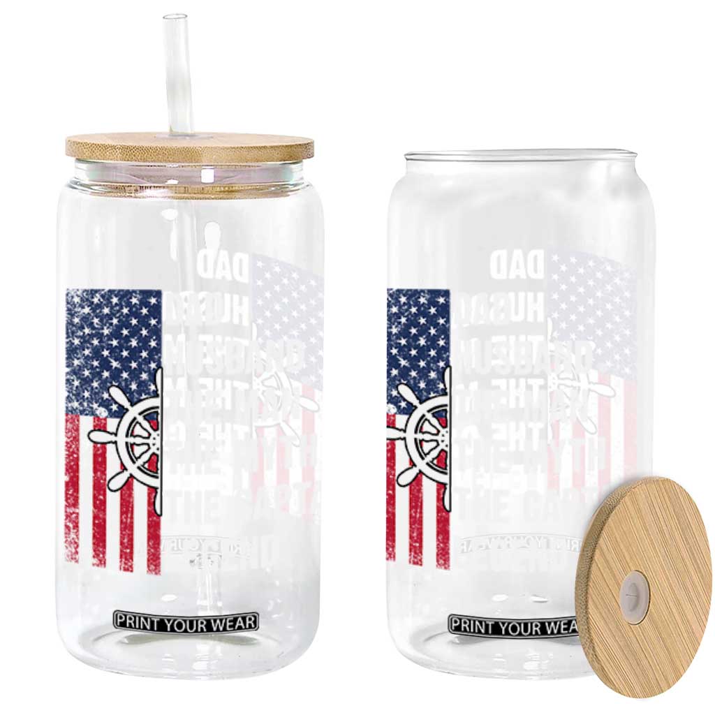 Funny Boat Captain Glass Can Dad Husband The Man The Myth The Captain Legend TS11 Black Print Your Wear