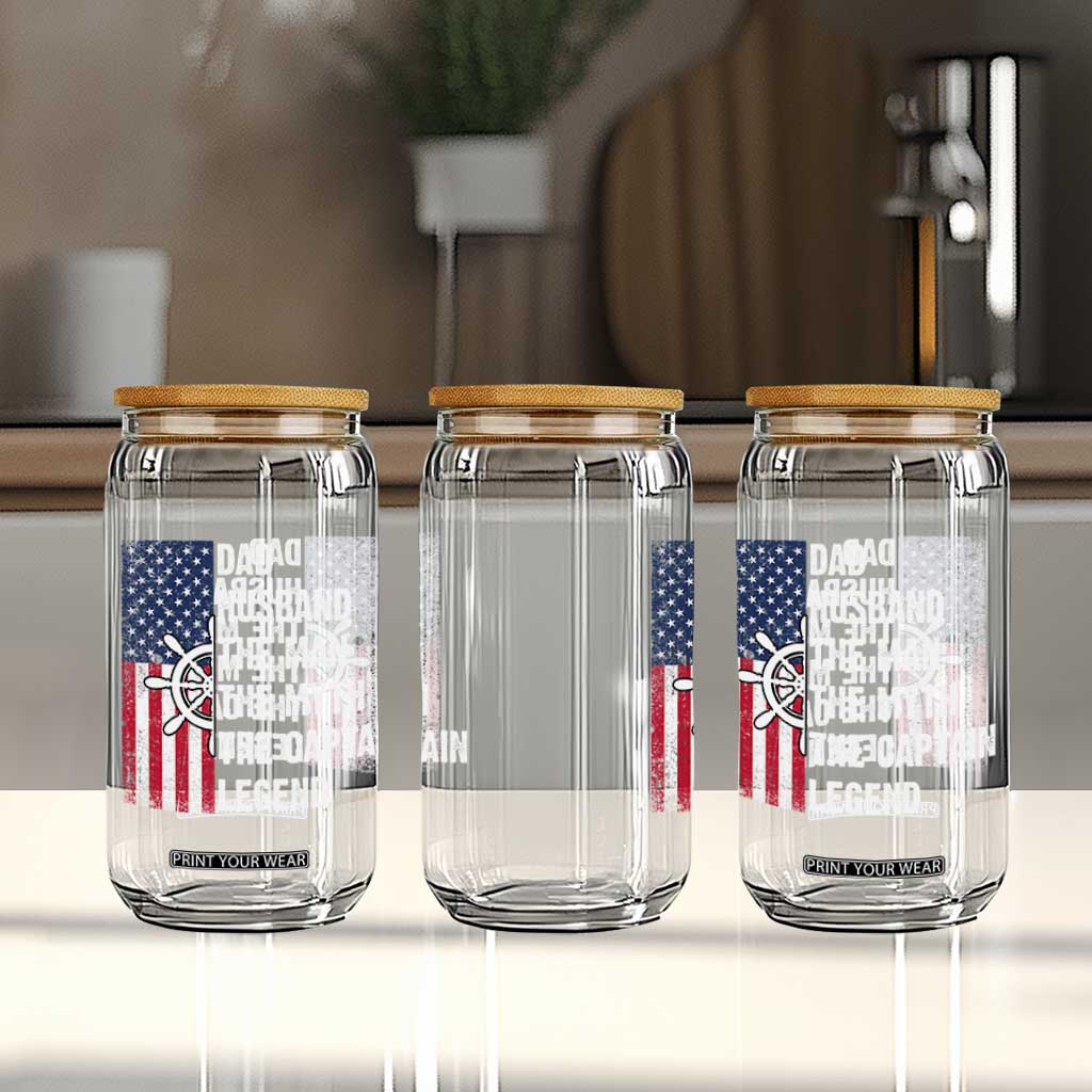 Funny Boat Captain Glass Can Dad Husband The Man The Myth The Captain Legend TS11 Print Your Wear