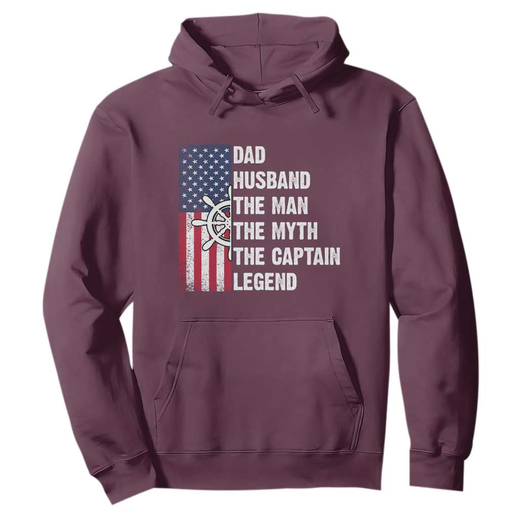 Funny Boat Captain Hoodie Dad Husband The Man The Myth The Captain Legend TS11 Maroon Print Your Wear
