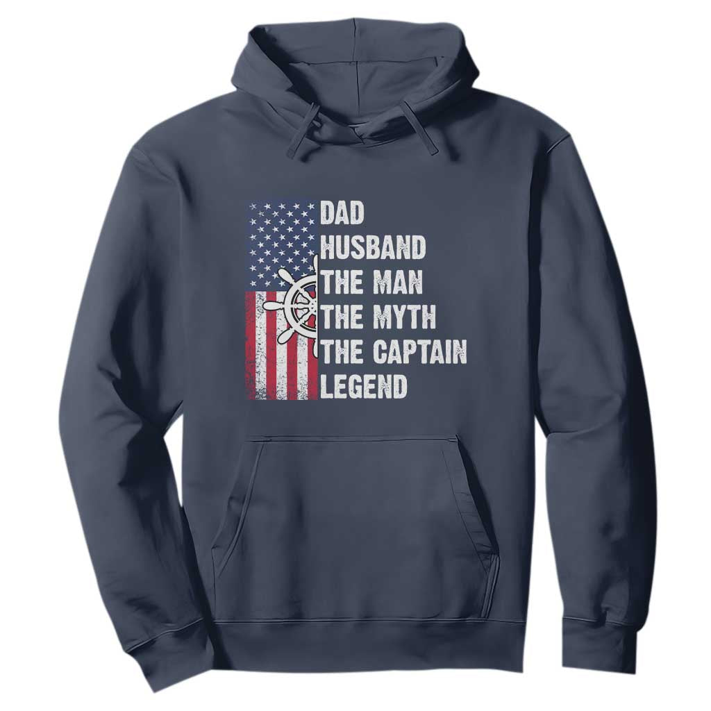 Funny Boat Captain Hoodie Dad Husband The Man The Myth The Captain Legend TS11 Navy Print Your Wear