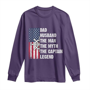 Funny Boat Captain Long Sleeve Shirt Dad Husband The Man The Myth The Captain Legend TS11 Purple Print Your Wear