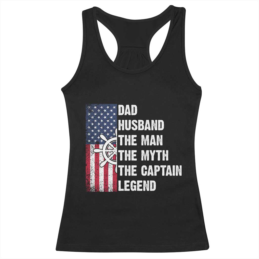 Funny Boat Captain Racerback Tank Top Dad Husband The Man The Myth The Captain Legend TS11 Black Print Your Wear