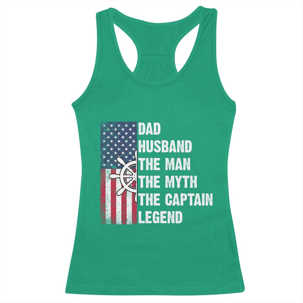 Funny Boat Captain Racerback Tank Top Dad Husband The Man The Myth The Captain Legend TS11 Irish Green Print Your Wear