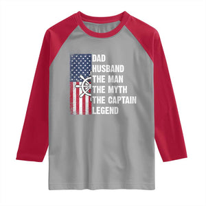 Funny Boat Captain Raglan Shirt Dad Husband The Man The Myth The Captain Legend TS11 Sport Gray Red Print Your Wear