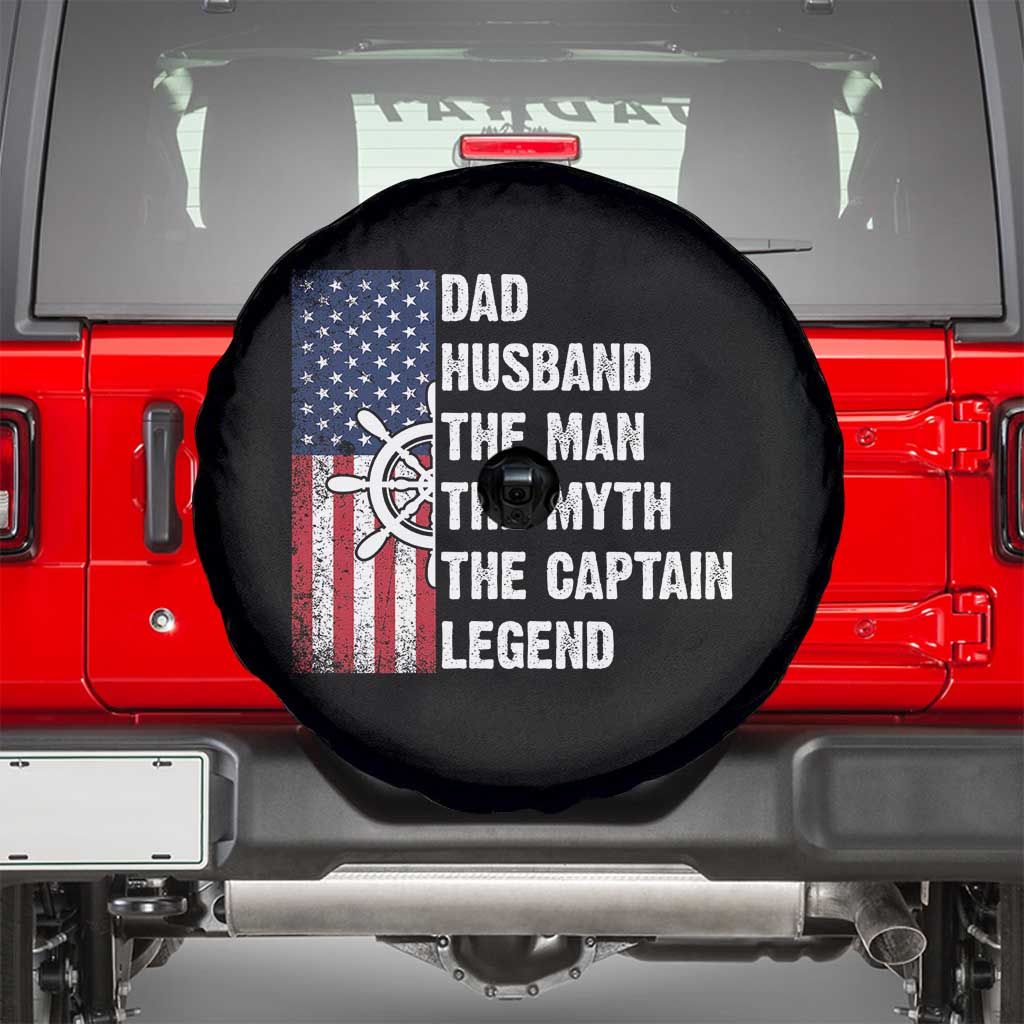 Funny Boat Captain Spare Tire Cover Dad Husband The Man The Myth The Captain Legend TS11 Black Print Your Wear