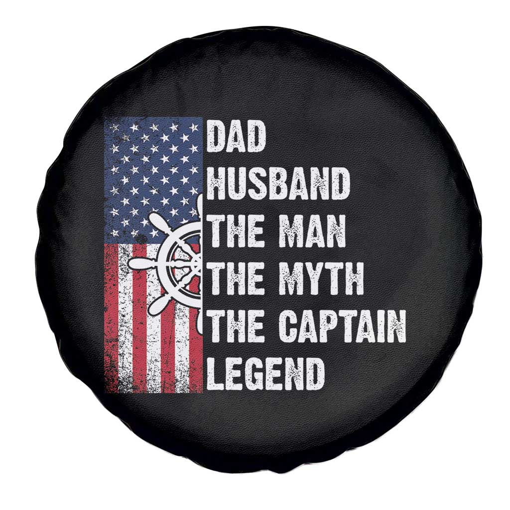Funny Boat Captain Spare Tire Cover Dad Husband The Man The Myth The Captain Legend TS11 Print Your Wear