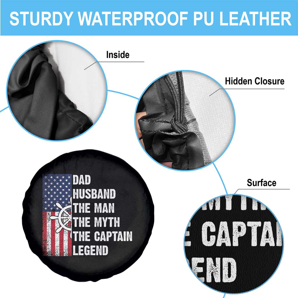 Funny Boat Captain Spare Tire Cover Dad Husband The Man The Myth The Captain Legend TS11 Print Your Wear