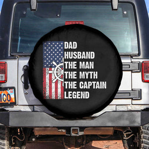 Funny Boat Captain Spare Tire Cover Dad Husband The Man The Myth The Captain Legend TS11 No hole Black Print Your Wear