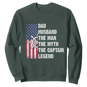 Funny Boat Captain Sweatshirt Dad Husband The Man The Myth The Captain Legend TS11 Dark Forest Green Print Your Wear