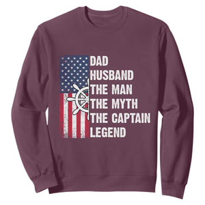 Funny Boat Captain Sweatshirt Dad Husband The Man The Myth The Captain Legend TS11 Maroon Print Your Wear