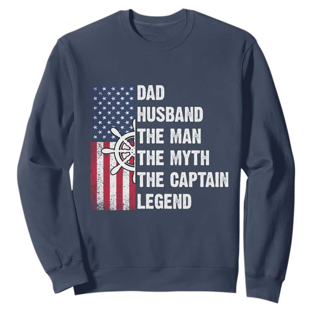 Funny Boat Captain Sweatshirt Dad Husband The Man The Myth The Captain Legend TS11 Navy Print Your Wear