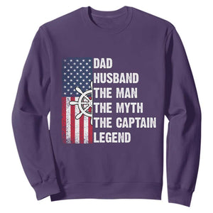 Funny Boat Captain Sweatshirt Dad Husband The Man The Myth The Captain Legend TS11 Purple Print Your Wear