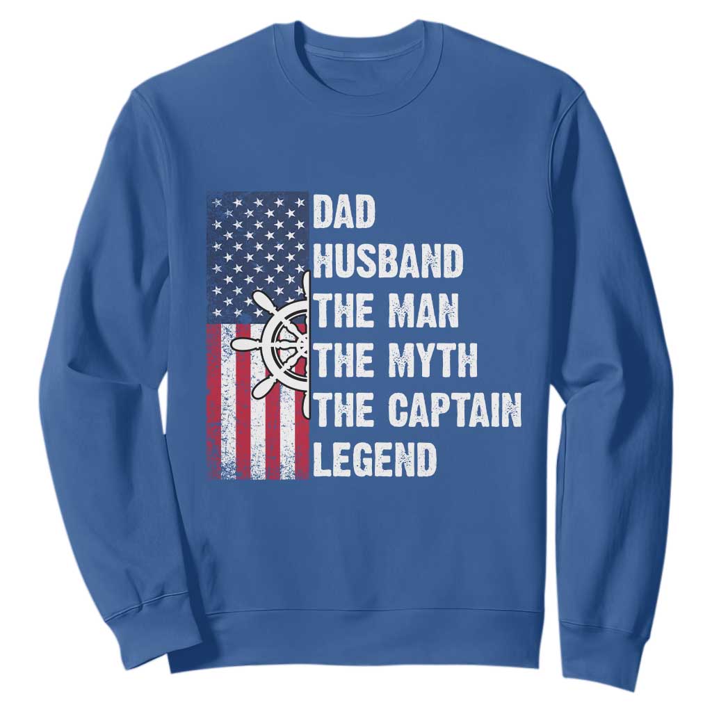 Funny Boat Captain Sweatshirt Dad Husband The Man The Myth The Captain Legend TS11 Royal Blue Print Your Wear
