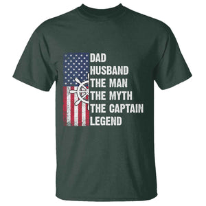 Funny Boat Captain T Shirt Dad Husband The Man The Myth The Captain Legend TS11 Dark Forest Green Print Your Wear