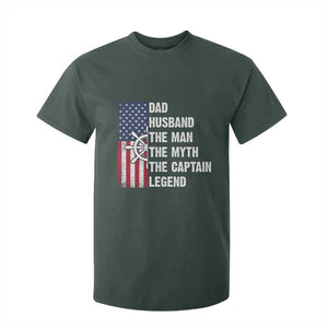 Funny Boat Captain T Shirt For Kid Dad Husband The Man The Myth The Captain Legend TS11 Dark Forest Green Print Your Wear