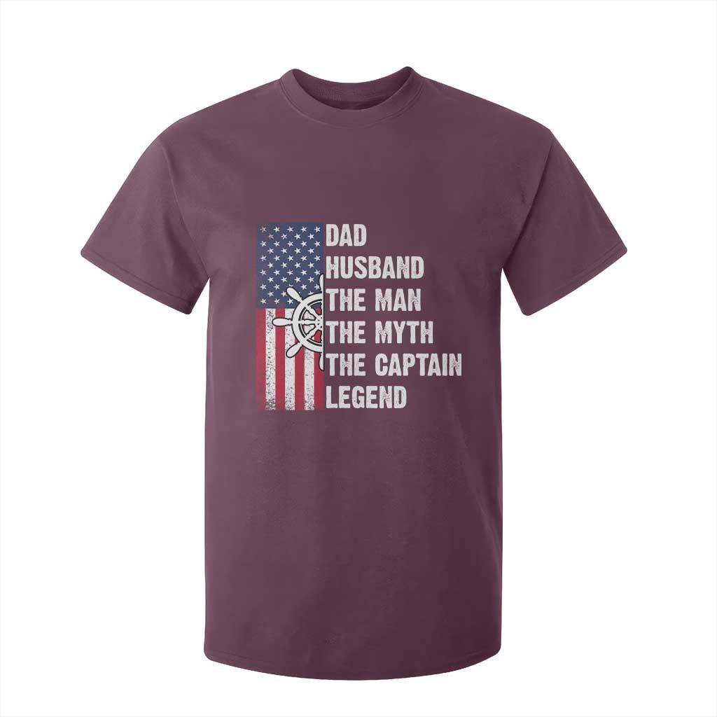 Funny Boat Captain T Shirt For Kid Dad Husband The Man The Myth The Captain Legend TS11 Maroon Print Your Wear