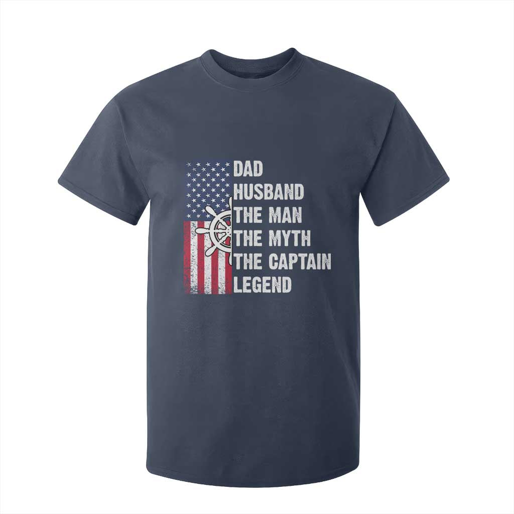 Funny Boat Captain T Shirt For Kid Dad Husband The Man The Myth The Captain Legend TS11 Navy Print Your Wear