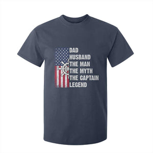 Funny Boat Captain T Shirt For Kid Dad Husband The Man The Myth The Captain Legend TS11 Navy Print Your Wear