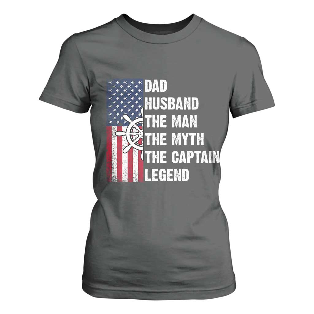 Funny Boat Captain T Shirt For Women Dad Husband The Man The Myth The Captain Legend TS11 Dark Heather Print Your Wear