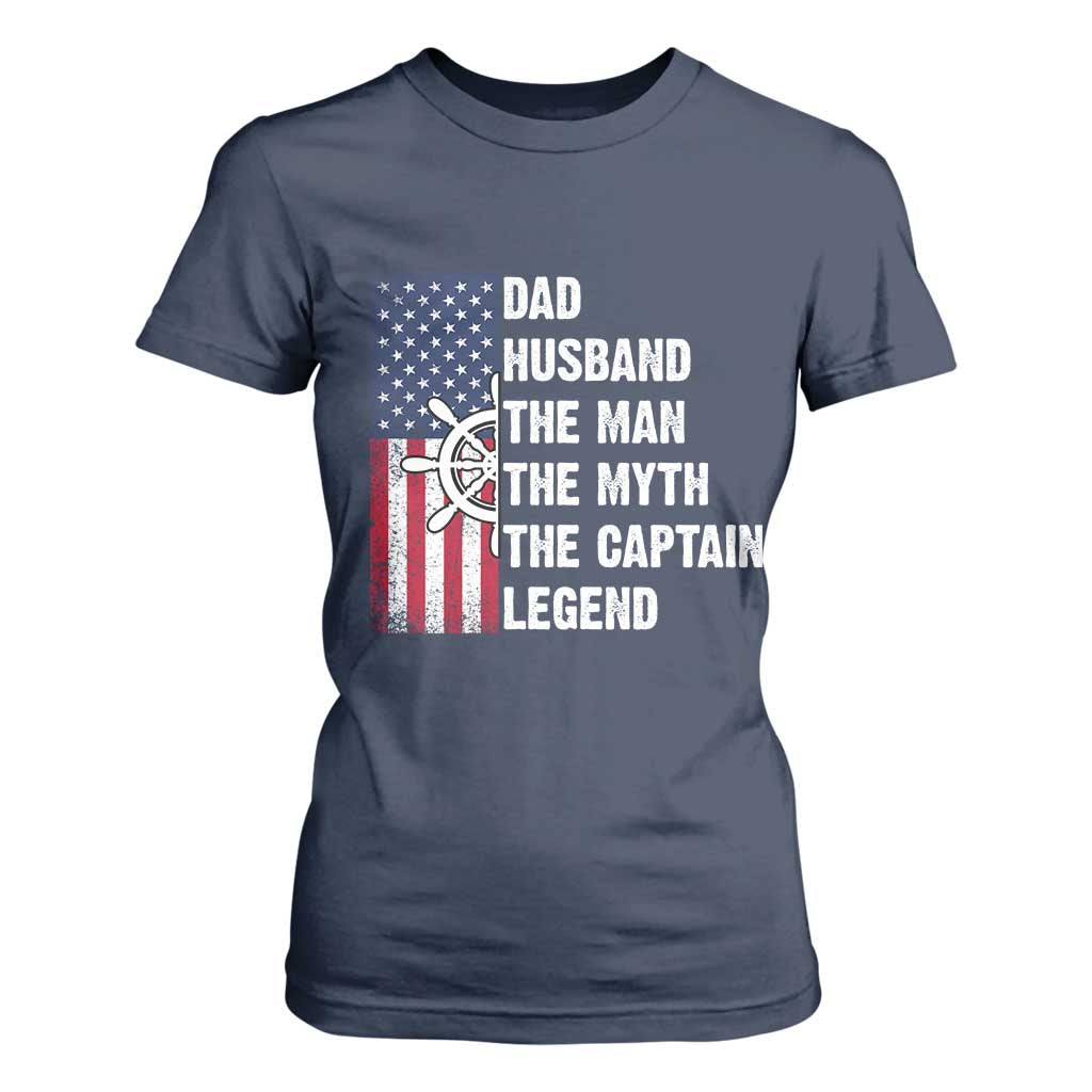 Funny Boat Captain T Shirt For Women Dad Husband The Man The Myth The Captain Legend TS11 Navy Print Your Wear