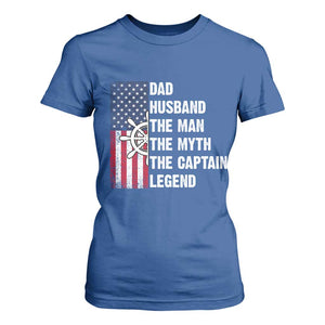 Funny Boat Captain T Shirt For Women Dad Husband The Man The Myth The Captain Legend TS11 Royal Blue Print Your Wear