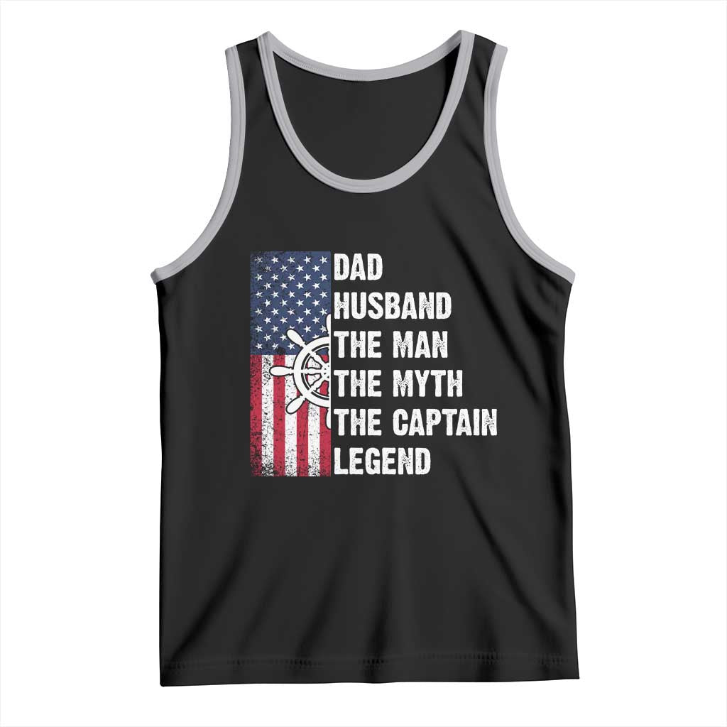 Funny Boat Captain Tank Top Dad Husband The Man The Myth The Captain Legend TS11 Black Athletic Heather Print Your Wear