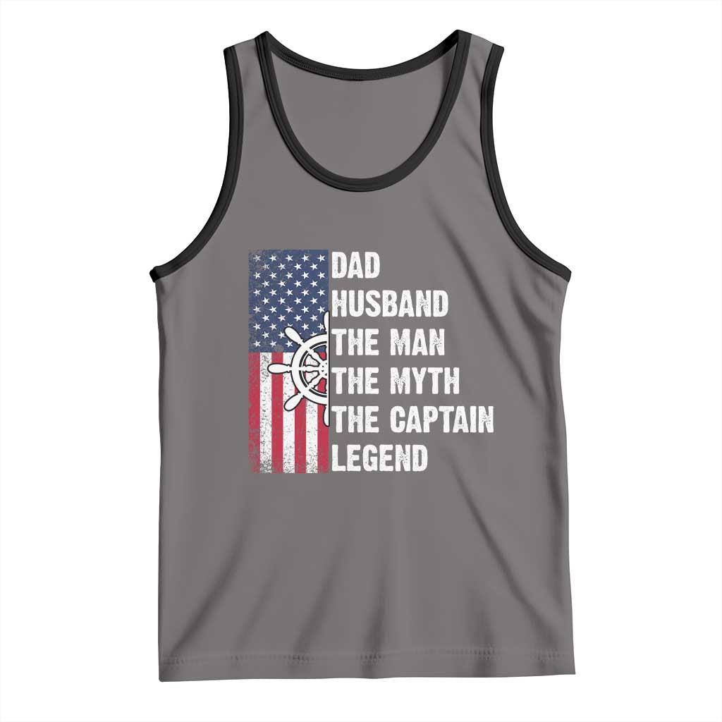 Funny Boat Captain Tank Top Dad Husband The Man The Myth The Captain Legend TS11 Deep Heather Black Print Your Wear