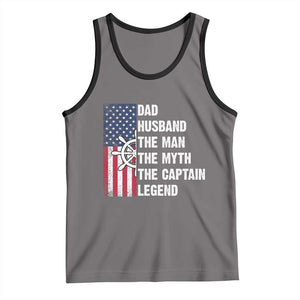 Funny Boat Captain Tank Top Dad Husband The Man The Myth The Captain Legend TS11 Deep Heather Black Print Your Wear