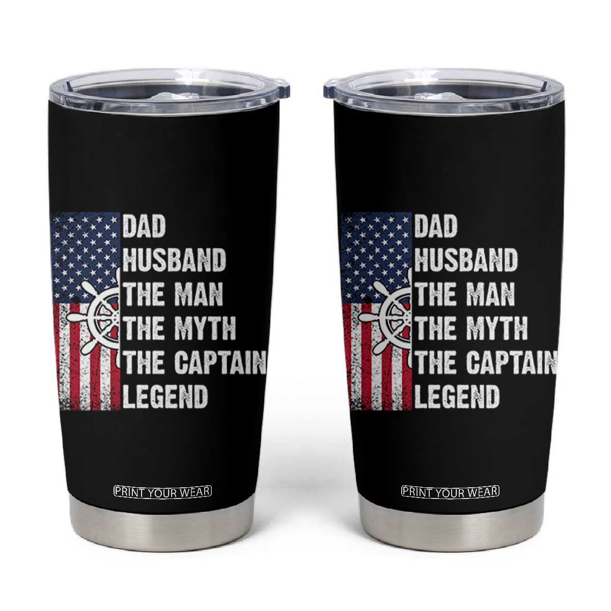 Funny Boat Captain Tumbler Cup Dad Husband The Man The Myth The Captain Legend TS11 Black Print Your Wear