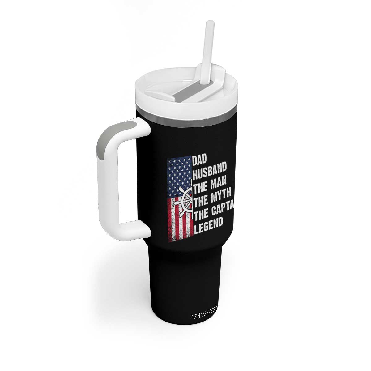Funny Boat Captain Tumbler With Handle Dad Husband The Man The Myth The Captain Legend TS11 Print Your Wear