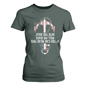 Funny Boating Captain T Shirt For Women If You Can Read This Pull Me Back Into The Boat TS11 Dark Forest Green Print Your Wear