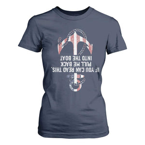 Funny Boating Captain T Shirt For Women If You Can Read This Pull Me Back Into The Boat TS11 Navy Print Your Wear
