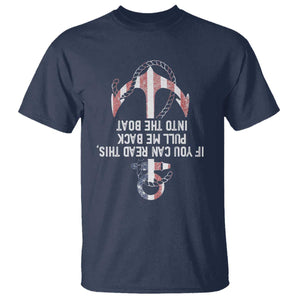 Funny Boating Captain T Shirt If You Can Read This Pull Me Back Into The Boat TS11 Navy Print Your Wear