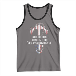 Funny Boating Captain Tank Top If You Can Read This Pull Me Back Into The Boat TS11 Deep Heather Black Print Your Wear