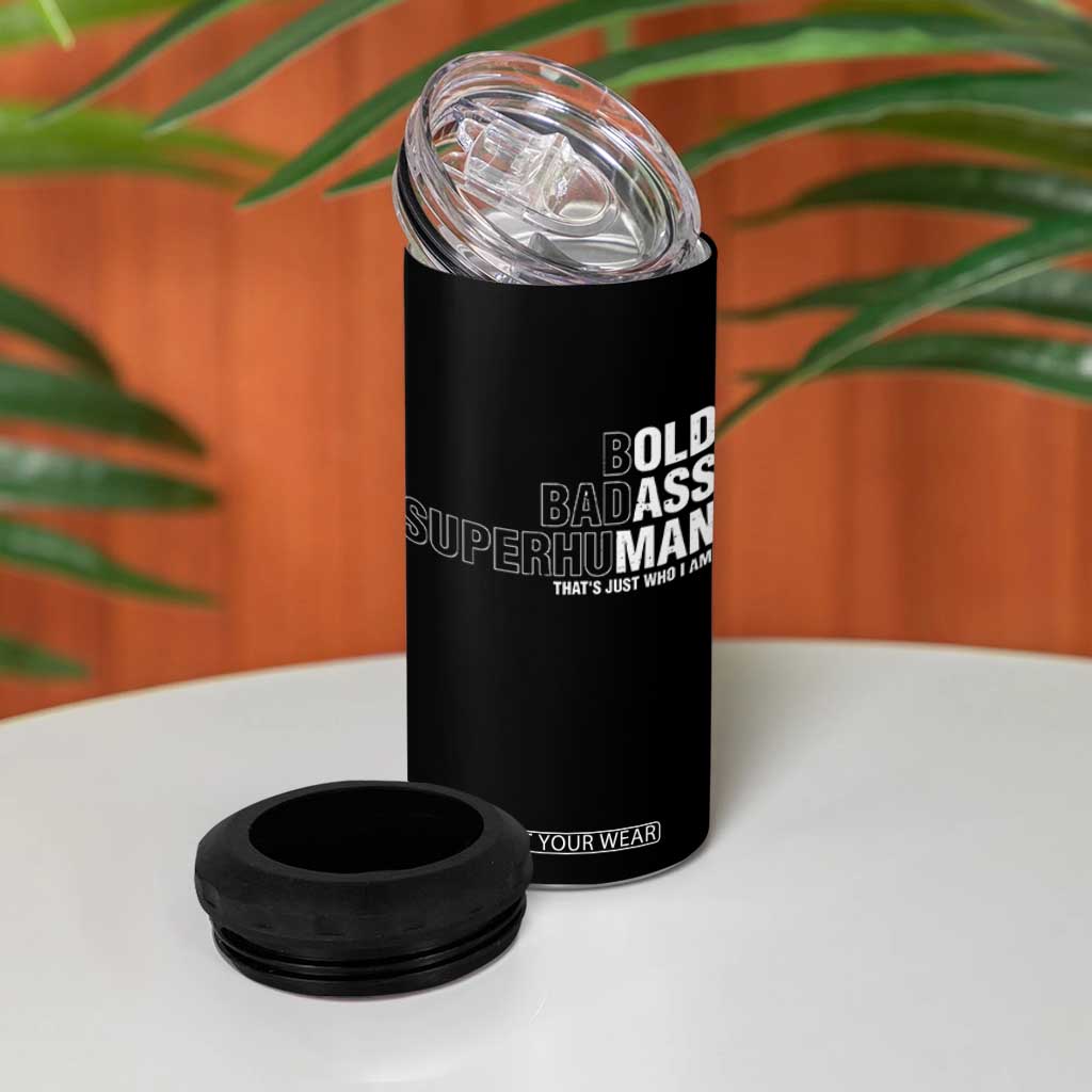 Funny Bold Badass Superhuman 4 in 1 Can Cooler Tumbler Sarcastic Old Man Fathers Day TS11 Print Your Wear