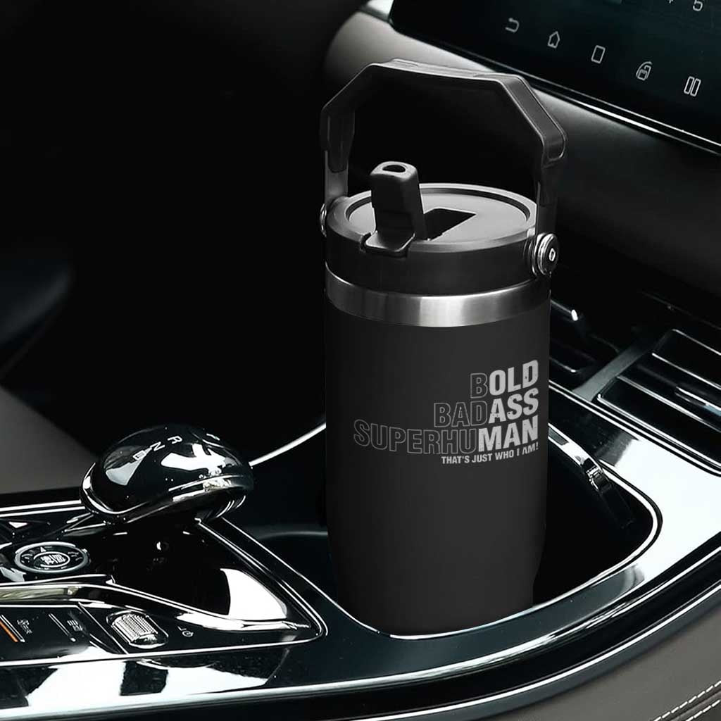 Funny Bold Badass Superhuman Flip Straw Tumbler Sarcastic Old Man Fathers Day TS11 Print Your Wear