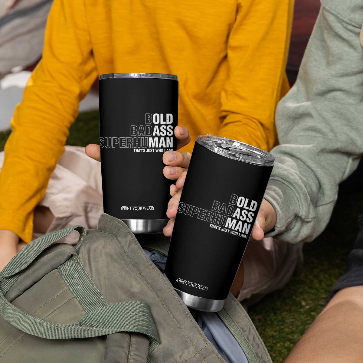 Funny Bold Badass Superhuman Tumbler Cup Sarcastic Old Man Fathers Day TS11 Print Your Wear