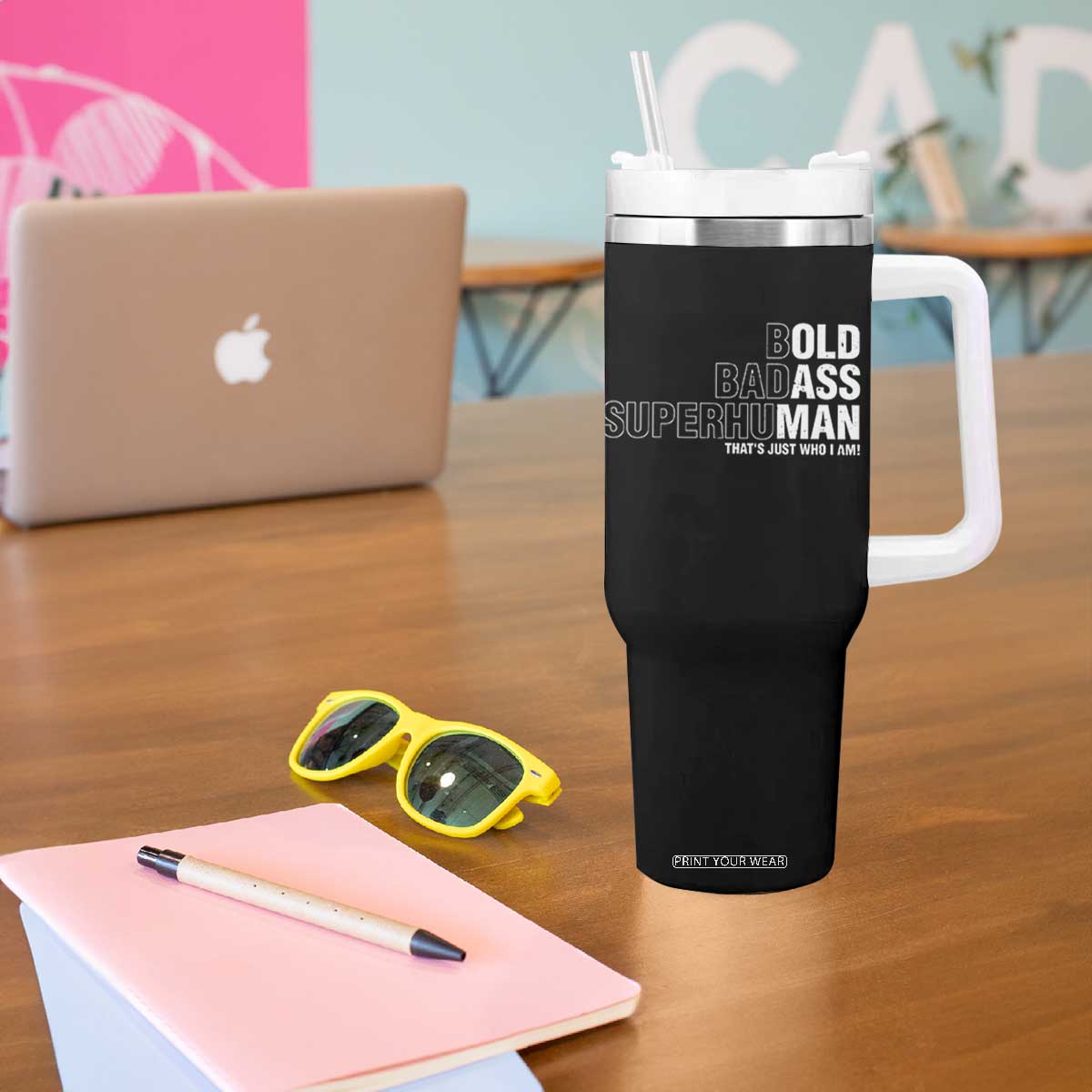 Funny Bold Badass Superhuman Tumbler With Handle Sarcastic Old Man Fathers Day TS11 Print Your Wear