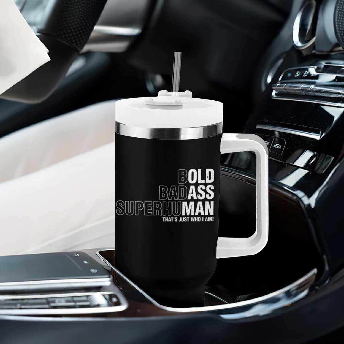 Funny Bold Badass Superhuman Tumbler With Handle Sarcastic Old Man Fathers Day TS11 Print Your Wear