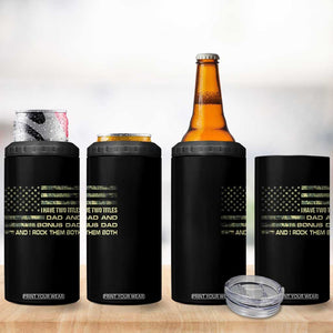 Funny Bonus Dad 4 in 1 Can Cooler Tumbler Step Dad Camo American Flag Fathers Day TS10 Print Your Wear