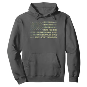 Funny Bonus Dad Hoodie Step Dad Camo American Flag Fathers Day TS10 Dark Heather Print Your Wear