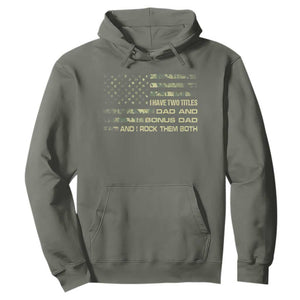Funny Bonus Dad Hoodie Step Dad Camo American Flag Fathers Day TS10 Military Green Print Your Wear