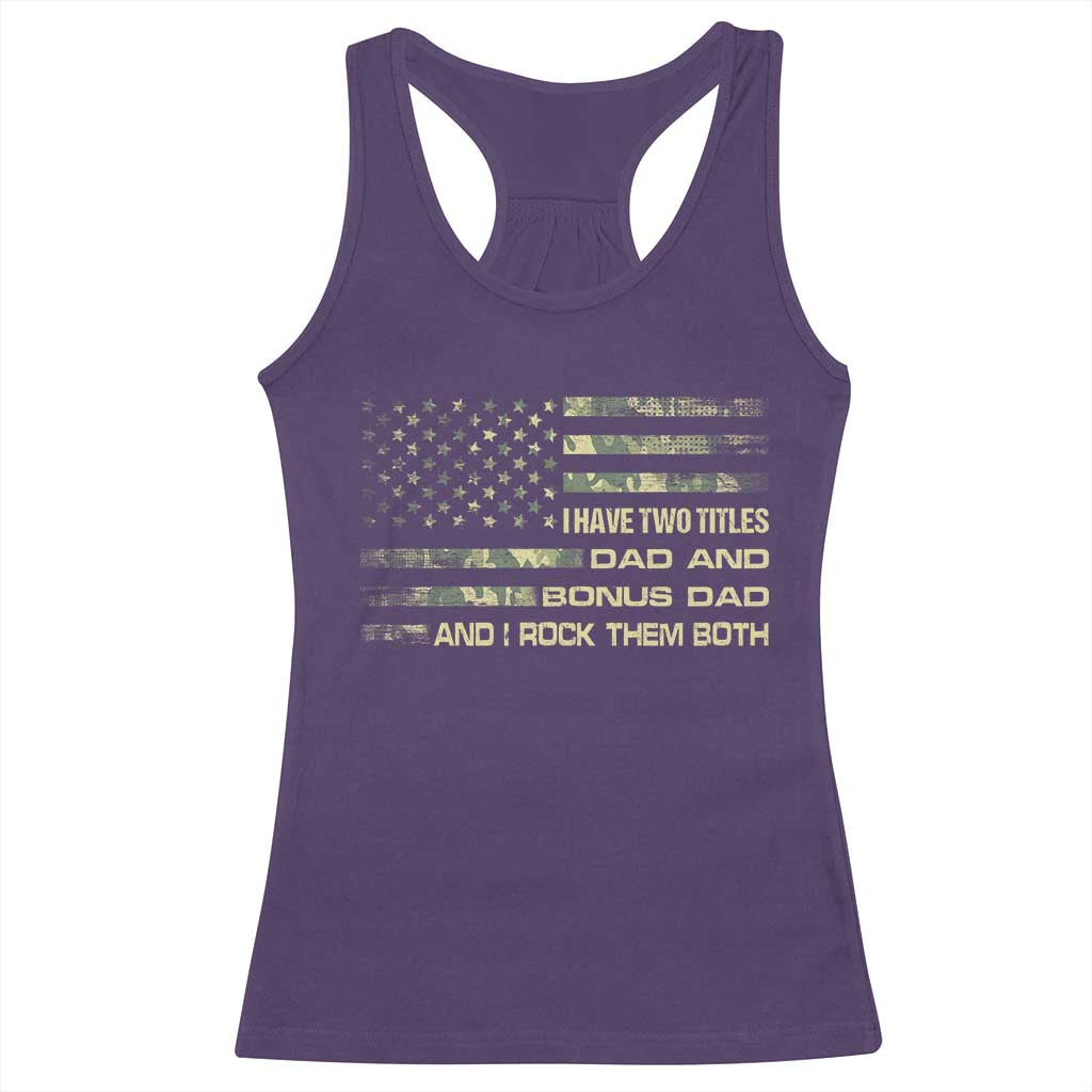 Funny Bonus Dad Racerback Tank Top Step Dad Camo American Flag Fathers Day TS10 Purple Print Your Wear