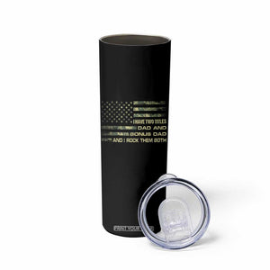 Funny Bonus Dad Skinny Tumbler Step Dad Camo American Flag Fathers Day TS10 Print Your Wear