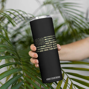 Funny Bonus Dad Skinny Tumbler Step Dad Camo American Flag Fathers Day TS10 Print Your Wear