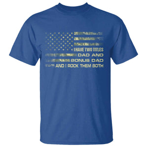 Funny Bonus Dad T Shirt Step Dad Camo American Flag Fathers Day TS10 Royal Blue Print Your Wear