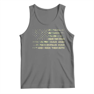 Funny Bonus Dad Tank Top Step Dad Camo American Flag Fathers Day TS10 Black Heather Print Your Wear